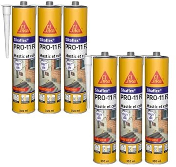 Lot de 6 mastics colles SIKA Sikaflex PRO 11 FC Purform - Blanc - 300ml