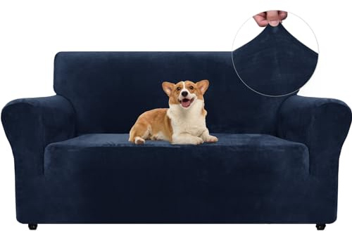 Ystyle Samt Sofabezug 2 Sitzer, Stretch Sofa Überzug, Sofaschoner Rutschfest, Elastischer Couch Überzug, Sofa Cover Mit Armlehnen, Couchüberzüge Sofaschutz Katze Couch Überwurf, Dunkel Blau | Stretch Sofa Überzug, Sofaschoner Rutschfest, Couch Überzug, Sofa Cover mit Armlehnen, Sesselschoner Sofaschutz Katze