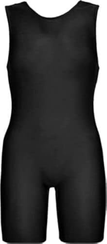 P&R DANCEWEAR LTD Round Neck One Piece Short Tank Bodysuit Tops, Sleeveless Bodycon Jumpsuit, Perfect for Yoga, Dance, Fitness, Gymnastics, Swimming Black 5-6 years