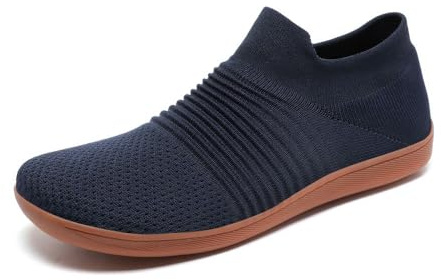 HUSKSWARE Barfotaskor, breda fötter, breda tåskor, Zero Drop sula, kvinnor, män, minimalistiska löparskor, fitness, spårlöpning, fritid, andas, halkfria, lätta sneakers, Mörkblå, 41 EU