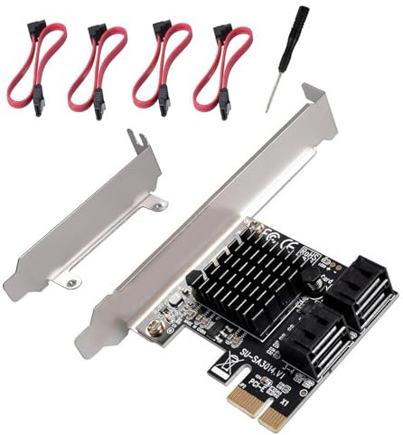 PCIE 4 porte SATA III 6Gbps schede di espansione, PCIE 1X a SATA 3.0 scheda controller 4 porte, supporto SSD e HDD per Windows7/8/10/XP/linux/Vista (chip: Marvell 88SE9215)