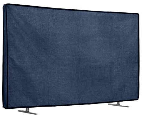 kwmobile Housse écran TV Compatible avec 43 TV - Protection d'écran télévision en Lin - Bleu-Gris