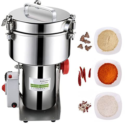 2500 G Elektrische Getreidemühle Kommerziell Kräutermühle Rostfreier Stahl Lebensmittel Mühle Swing-Typ Gewürzmühle Schnelle Geschwindigkeit Mais Mühle Zum Mahlen Von Sesam, Sojabohnen, Pfeffer