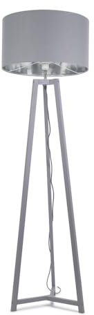 ValueLights | Grey Wood Tripod Floor Lamp with Grey/Chrome Drum Lampshade Living Room Light | Floor Lamps, Home Décor & Improvement Essential