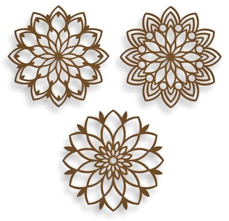 Tres Aristas | Mandalas Decorativos Pared | Juego de 3 Piezas | Diseño Moderno y Exclusivo | Decoración para Salón, Dormitorios y Espacios Elegantes | Ideal para Decoración de Hogar (Bronce)