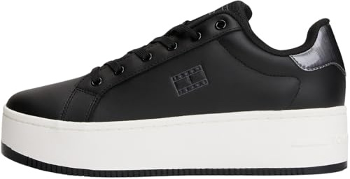 Tommy Jeans Donna Sneakers con Suola Alta Pearlized con Plateau, Nero (Black), 39