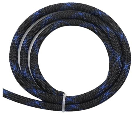 UYFRD 1/2/5/10/20/30/50 m, isolierte PET-Geflechthülse, erweiterbar, hochdichter Kabelmantel, Wickelschutz für Drähte (schwarz-blaues Kreuz, 6 mm _ 50 m)