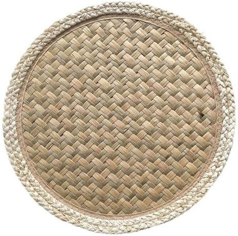 CvbGNJm Woven Placemats，Placemats Woven Placemats Round Woven Placemats Natural Water Hyacinth Placemats, Straw Braided Rattan Placemats Hand Woven(Medium 25cm)