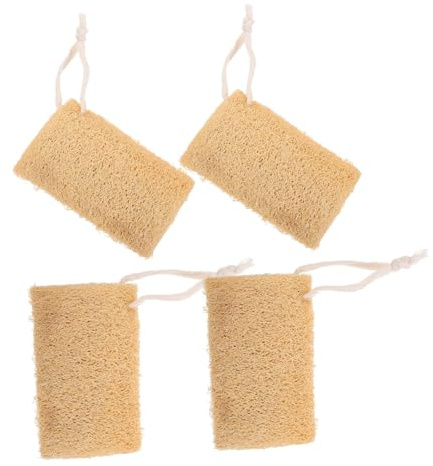 Vaguelly 4pcs Natural Loofah Sponge Kitchen Dishwashing Brush for Cleaning Bowls Pots Loofah Dish Scrubber Cleaning Tool for Kitchenware