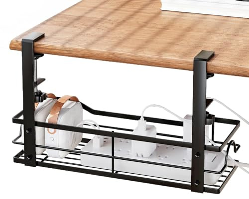 Walopola Support de rangement de câbles, panier de rangement sous le bureau – Panier de rangement étendu pour fil, gain de place pour chambre à coucher, salon, salle de bain, tablettes, écouteurs