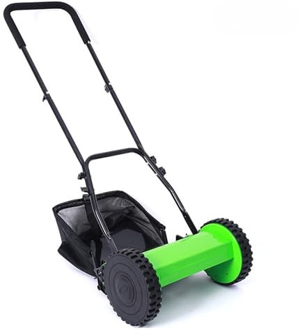 Tondeuse à gazon manuelle avec 5 lames pour une coupe efficace de l'herbe, avec ramasse-herbe et hauteur réglable, idéal pour l'entretien du jardin et de la pelouse