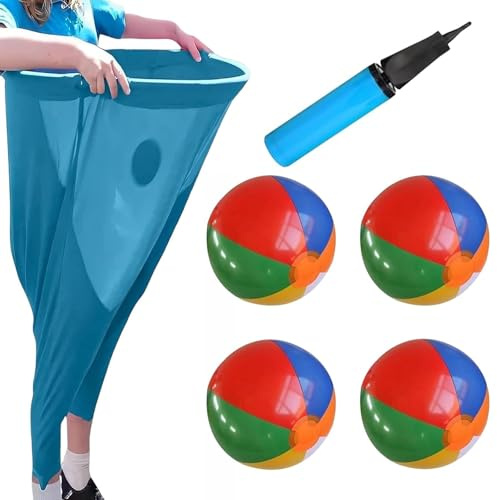 Granny Pants Yard Game Set, Garden Games With 4 Throwing Bouncy Balls and 1 Pumps, Party Games for Kids, Adults Garden Sports Day Toys for Outdoor Birthday, Family, Christmas Party