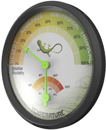 INOOMP High Precision Analog Reptile Thermometer and Hygrometer Mini Mechanical Temperature and Humidity Gauge No Battery Needed for Bearded Dragon Terrarium and Pet Enclosures