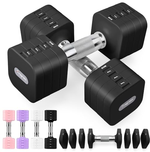 Fragraim Adjustable Dumbbells Set, 5 KG Each for Women Men Dumbbell Set of 2 Adjust Dumbbell Weight Sets for Home Gym Exercise Workout Strength Training Equipments