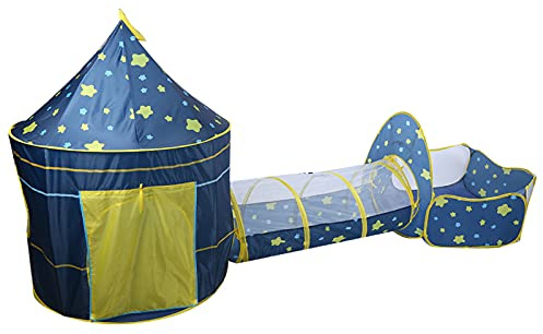 KIMISS Túnel de Rastreo de Piscina de Bolsas de Tienda 3 en 1: Casa de Juegos Estrellado, Espacio de Actividades Interiores/Exteriores Seguras y Divertidas, Configuración Fácil para la Exploración y