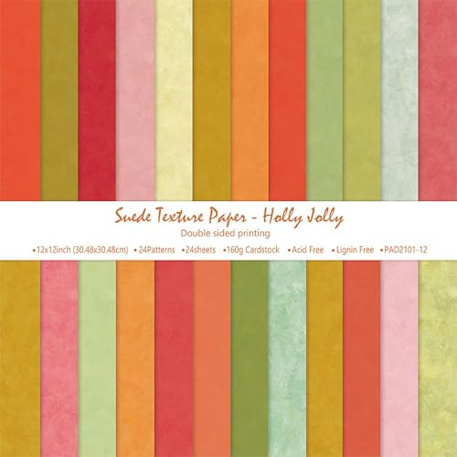 MerwDeeyt Scrapbook - Carta natalizia per bricolage, 24 fogli di carta decorativa colorata con motivo invernale, per diario, scrapbooking, album fotografici, decorazione (E, 30,5 x 30,5 cm)