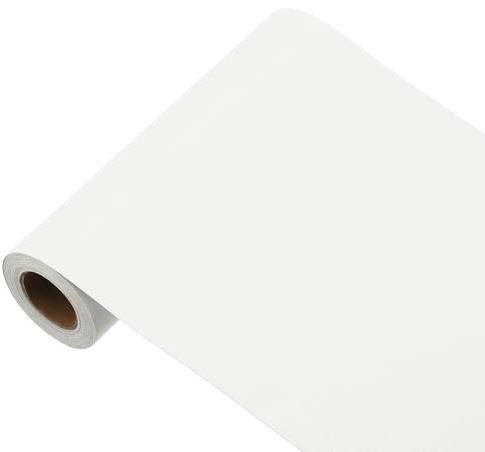 sourcing map Papier peint blanc mastic, 500,4 x 15 cm, papier peint autocollant en vinyle de couleur unie pour revêtement mural