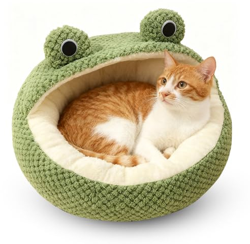 YANGUN Katzenbett, katzenbett flauschig, Haustierbett, Maschinenwaschbar, Warme Weich Frosch Katzenbett für Hauskatzen und kleine Hunde(S-40CM, Halber)