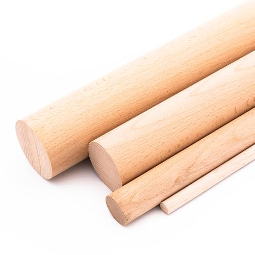 Holzrundstab Buche glatt Ø 35 mm Länge 1000 mm Holzstange 1 m lang Basteln Rundholz - 1 Stück (35 x 1000 mm)