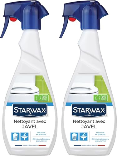 STARWAX - Nettoyant javel pour salle de bain - Nettoie et dégraisse - Action blanchissante et détachante - Pulvérisateur - Fabriqué en France - 500ml (Lot de 2)