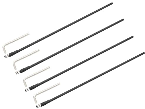 QUARKZMAN 4er Pack Gitarren Zweiweg Stab 570mm Flachbau Schwarz | Gitarrenstab, Gitarrenbauer Werkzeug, Mit 4mm L Schlüssel, Für Elektrische Akustische Bassgitarren Halsreparatur Einstellung