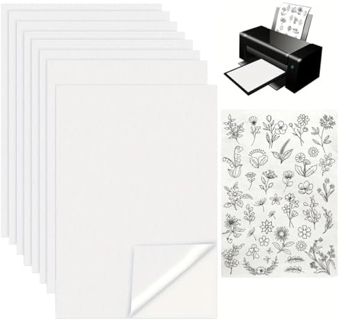8 Pezzi Stabilizzatore da Ricamo Autoadesivo Idrosolubile Carta da Ricamo Stampabile, Adatto Stampare o Disegnare Modelli, Ricamo a Mano e a Macchina
