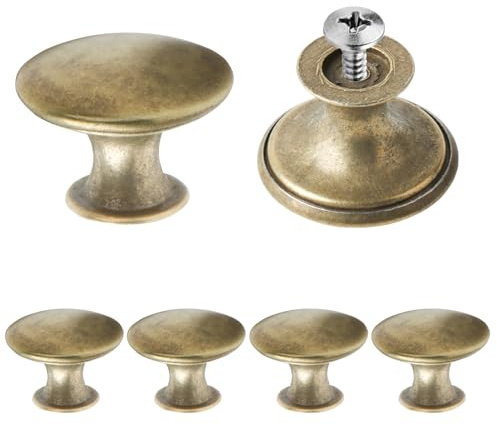 6 Stk Möbelknöpfe Vintage, messingfarbe, für Schubladen und Schränke | Runde Möbelknöpfe im Vintage-Stil. Ideal für Schubladen, Schränke und Türen. Aus hochwertigem Material.