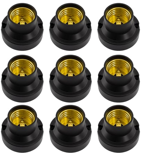 Golgner 12 Stück Lampenfassung E27, Universal Lampenfüße, E27 Fassung zum Anschrauben, Glühbirnen Fassung, für LED-Lampen Deckenleuchten Wandmontage, Schwarz