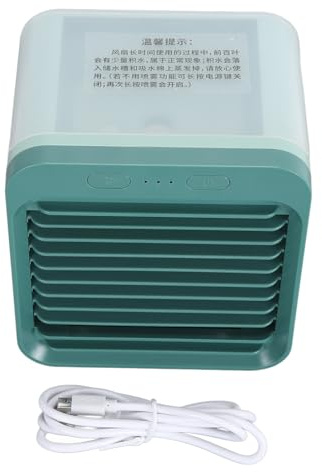 NUMNBE Ventilador Portátil con Nebulización, Ventilador Humidificador USB Recargable 5000mAh, Tanque de Agua 200ml, Silencioso y Compacto - Enfriamiento Efectivo, Batería Duradera, Uso (Verde)