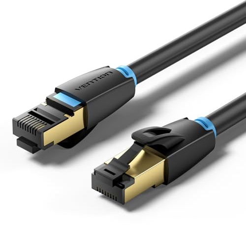VENTION Cat 8 LAN Kabel 2M Netzwerkkabel Patchkabel Kurz Ethernet Kabel Lankabel 40Gbps Hochgeschwindigkeits 2000MHz S/FTP POE Gigabit RJ45 Vergoldeter für PS4/5, Xbox One, Router, TV, Switch, Modem
