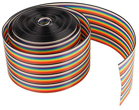 Walfront Flachbandkabel, 40P Rainbow Flat Ribbon Kabel, 1, 27 mm Bunte Abstand Pitch Kabel Drahtbreite 5, 08 cm Flachband IDC Draht Kabel(5m)