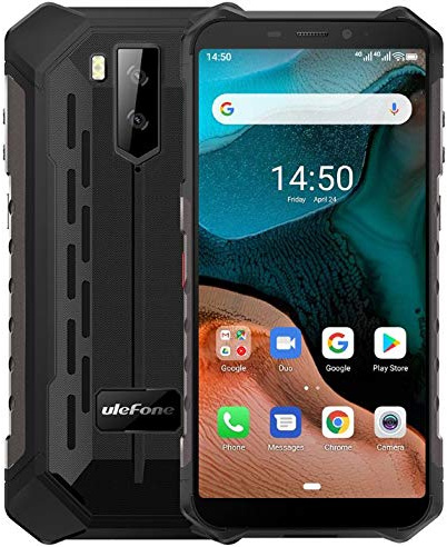 Ulefone Armor X5【2020】 4G Android 10 mobiltelefon, MTK6762 Octa-Core 3 GB RAM 32 GB ROM, IP68 smartphone upplåst, vattentät, Dual SIM, 5 000 mAh batteri, NFC svart