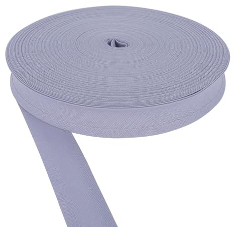 Schrägband aus 100 % Baumwolle, 13 mm, 25 mm breit, zum Nähen von Wimpelketten (hellfliederfarben, 25 mm), Widem 50-Meter-Rolle