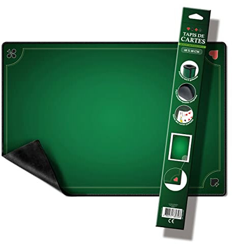 WOGAMAT Officiel - Tapis Belote Professionnel Luxe Format Standard 60X40cm– Néoprène épais Antidérapant –Glisse des Cartes Parfaite. Utilisé en Casinos. Coinche, Contrée