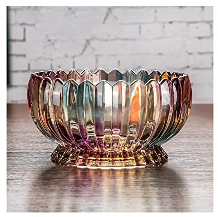 Coupe à fruits décorative en cristal Grand bol de fruits de vitrail personnalité créative moderne assiette de fruits de maison exquise Assiette de fruits en céramique (Color : Multi-colored)