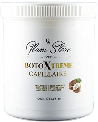 Glam Store botoxtreme masque reconstructeur capillaire - soin ultra concentré - kératine - acide hyaluronique - cheveux très abimés - 1000 mL (coconut)
