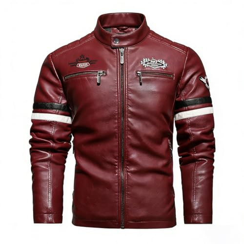 YXYSZZ Motorcycle Jacket Men Biker Motorbike Coat Zip Up Windbreaker Protective Gear(XL,Z2906rd)