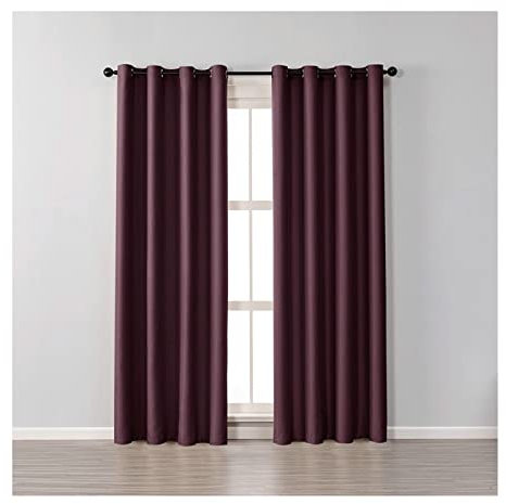 Homxi Küchengardinen Modern Blickdicht 2er Set 2 x 86Wx115L cm,Lichtdichte Vorhänge Kinder Rot Wein Einfarbig Ösen Vorhang