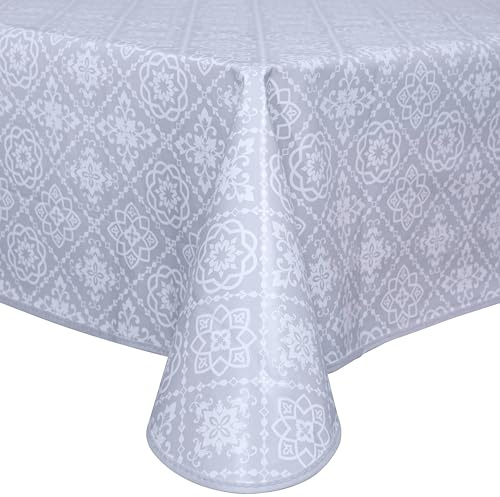 Home Direct Rectangular Oilcloth PVC Wipe Clean Wipeable Tablecloth Table Cover 140cm x 200cm 55x78 Light Grey
