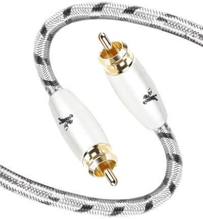 Impeto Audiophile Cinch Subwoofer Kabel, 1 Cinch RCA Kabel, Audio/Digital/Video (Koax RCA-Stecker/Stecker, für Verstärker/HiFi, Audiosignal oder Composite-Video, 75 Ohm, schwarz) 3.0m
