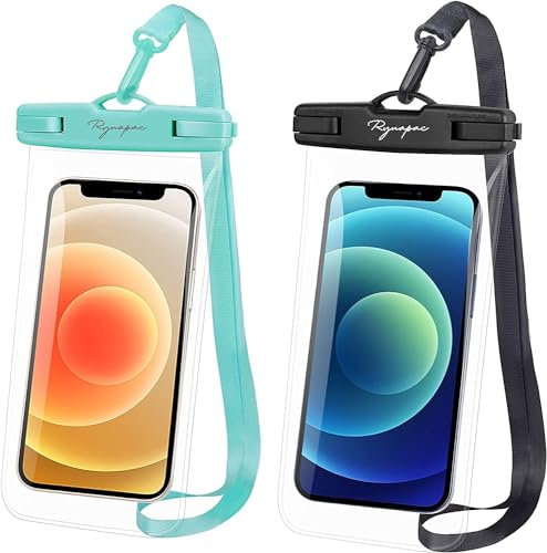 Rynapac wasserdichte Handyhülle, 2 Stück Universelle Unterwasser Handyhülle Kompatibel Mit iPhone 15 14 13 12 11 Pro XR X SE, Galaxy S22 S21 Bis zu 7'', IPX8 wasserdichte Handytaschen für Urlaub