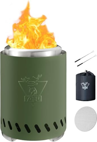 Generic Braciere Senza Fumo Portatile da Tavolo - Alimentato da Pellet o Legno, per Bruciare in Sicurezza - Con Borsa da Viaggio, 2 Mini Bastoncini, Tappetino Ignifugo 25 x
