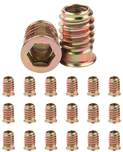 20 stycken skruvmuttrar M6 x 20 mm, jeboler gänginsatser inpressningsmuttrar gänghylsor skruvhylsa, gänginsats trä skruvhylsa hylsmutter, zink skruvhylsor för trämöbler
