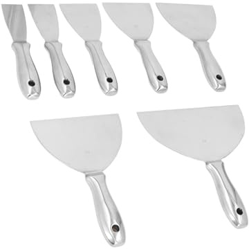 Set di Spatole per Stucco, Raschietto per Vernice in Acciaio Inossidabile con Coltello per Cartongesso da 7 Pezzi, Dimensioni 1,5-8 Pollici, per Riparare Cartongesso, Rimuovere