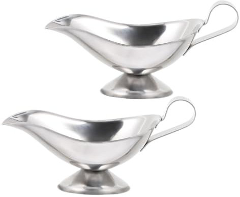 CATIEBYE 2pcs Stainless Steel Gravy Boat 5oz Sauce Pitcher with Handle Metal Serving Dishes for Dining Table Gravy Bowl for Thanksgiving and Salad Dressings