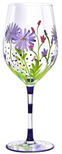 Veesper Verres à vin peintes 560 ML Verre de vin de Fleur résistance à la Chaleur personnalisée Verre de vin de vin décoratif Verre de vin pour Les Anniversaires Maridings Saint Valentin High Style