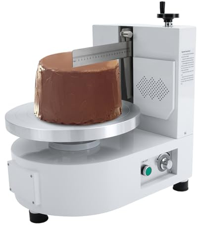 Cake Decorating Machine, 4-12Inch Cake Butter Cream Spreading Machine Adjustable Rotating Speed Electric Cake Coating Smoothing Scraping Machine for Weddings, Cake Stores (110V/60Hz 80W White)