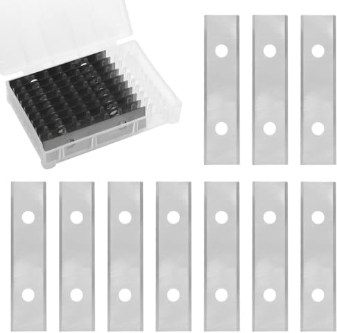 GYSRXS Pack of 10 Paint Scraper Replacement Blades 2 Inch Double-Edged Carbide Inserts Suitable for TP-1530 Scraper for Removing Paint, Rust, Concrete, 50 x 12 x 15 mm (Silver)