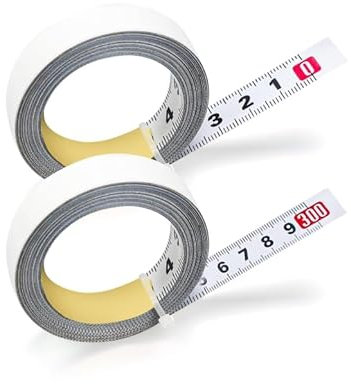 2 cintas métricas autoadhesivas, 3 m, cinta métrica blanca adhesiva, cinta métrica autoadhesiva para medir bancos de trabajo y objetos verticales.