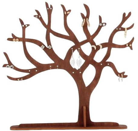 Fuuxtci Portagioie a forma di albero dei gioielli, porta orecchini, in legno, da appendere, per soggiorno, bagno,